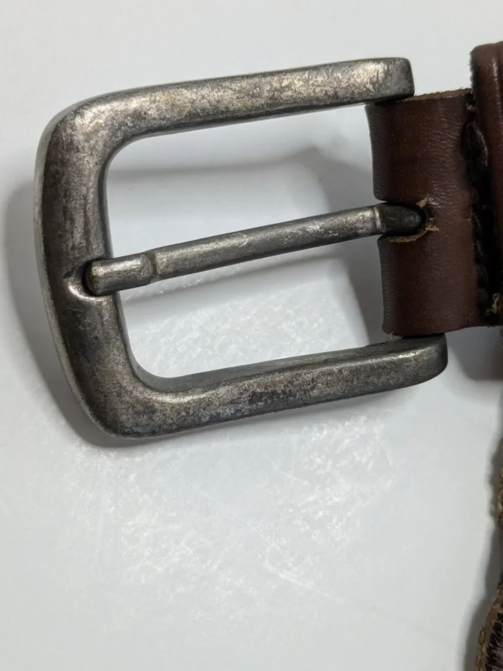 Abercrombie & Fitch Braided Brown Leather Link Belt Mens Size 34 Vintage/Y2K